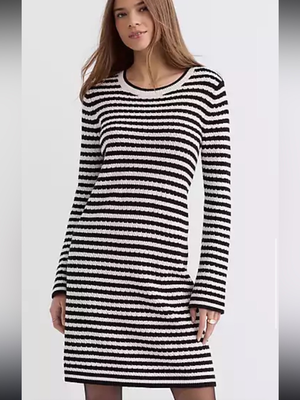 LOFT Black and White Striped Knit Dress